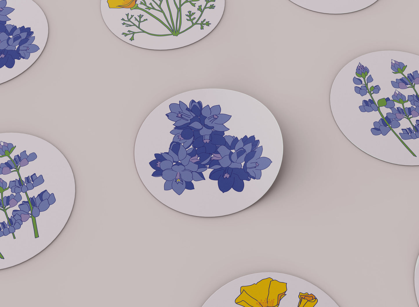 3" Round Vinyl Sticker - Blue Dick Wildflower