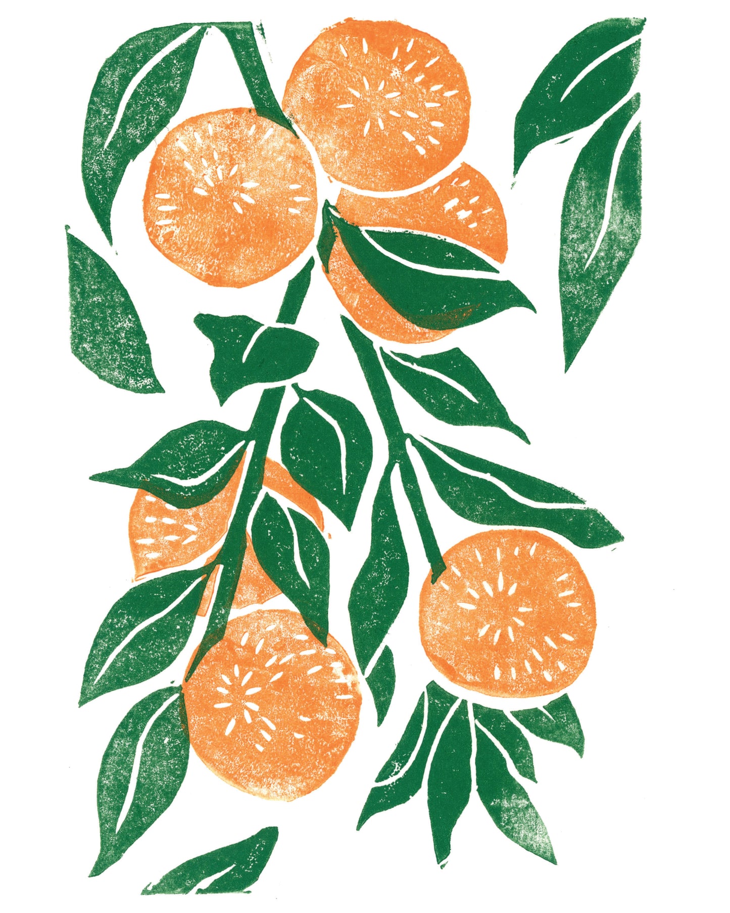 Mandarin Orange Branch Block Print