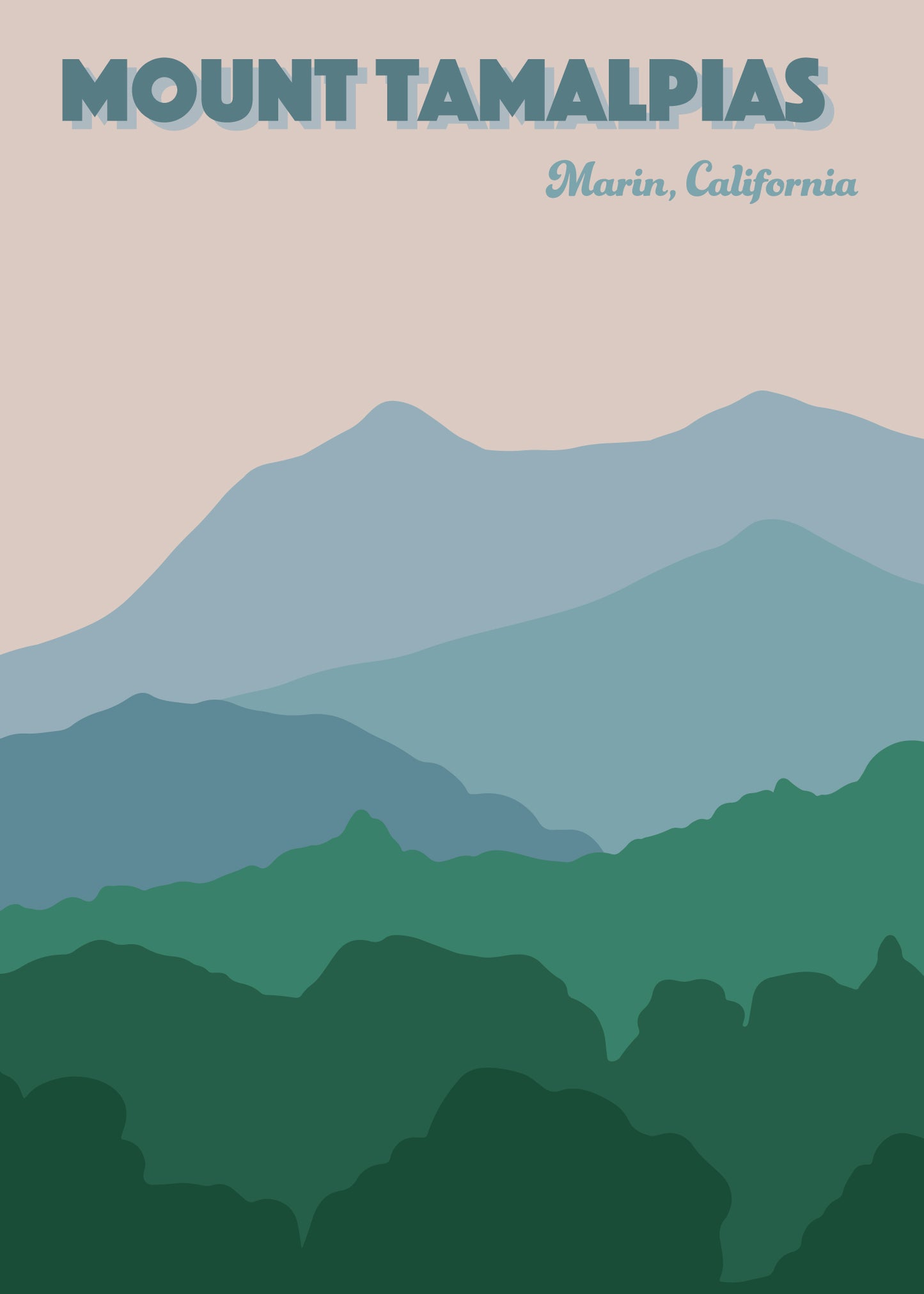 Greeting Card - Mount Tamalpias Vintage Travel Print