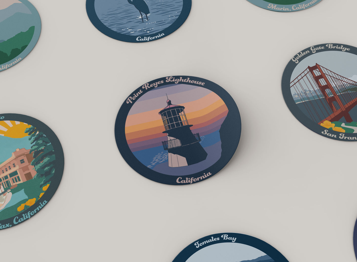 3" Round Vinyl Sticker - Point Reyes Lighthouse
