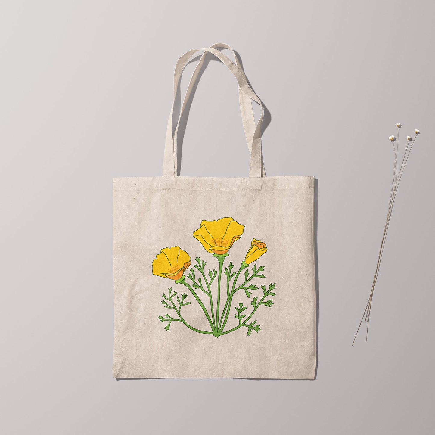 Canvas Tote Bag - California Poppy Print