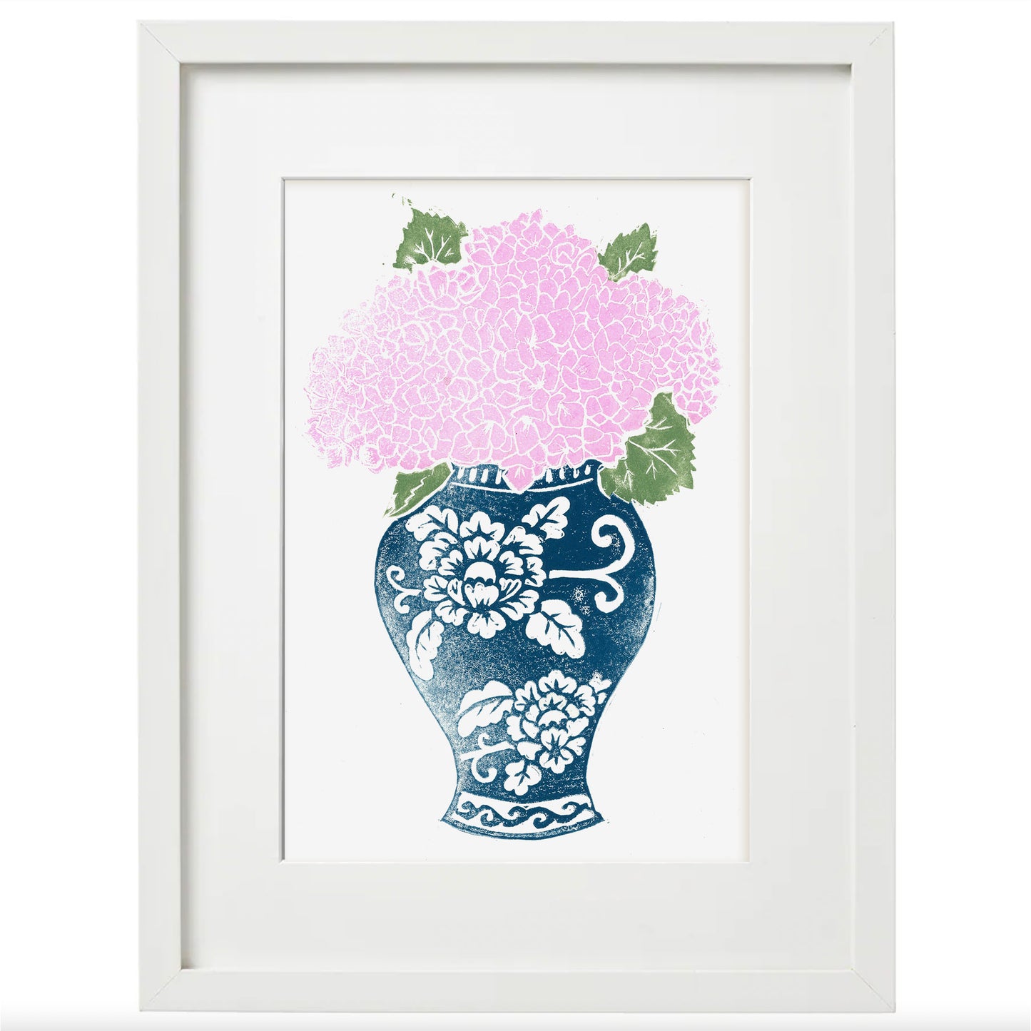 Hydrangea Lino Cut Block Print