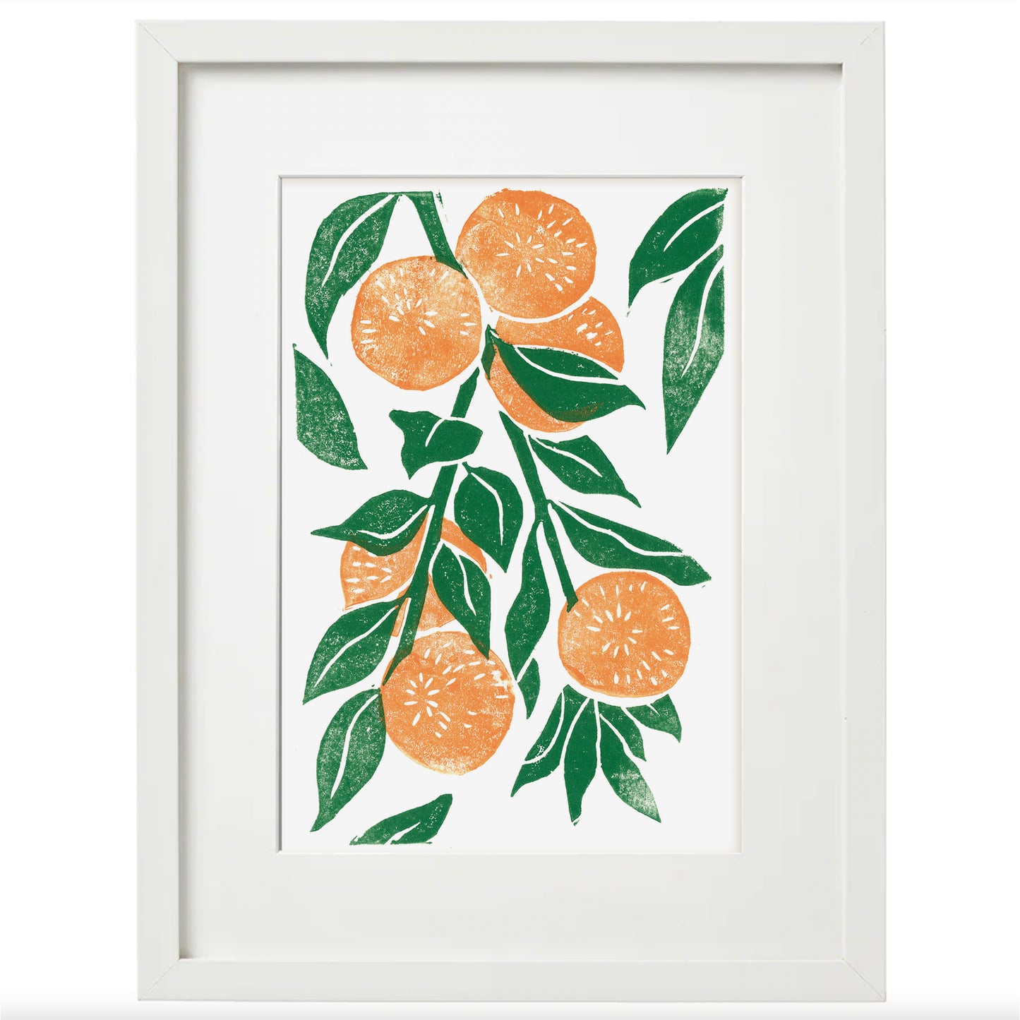 Mandarin Orange Branch Block Print