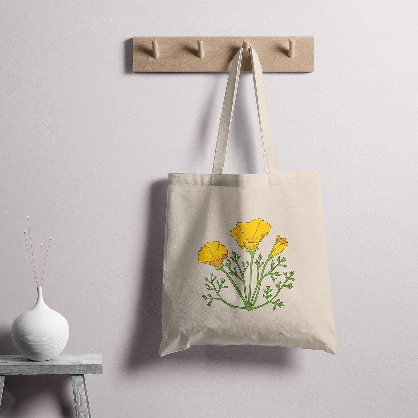Canvas Tote Bag - California Poppy Print
