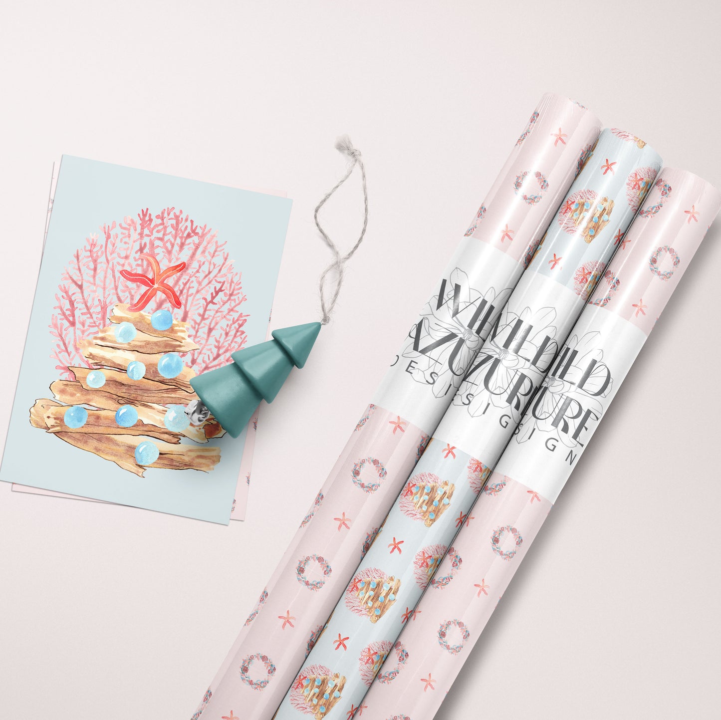 Double Sided Wrapping Paper Sheets - Coastal Holiday