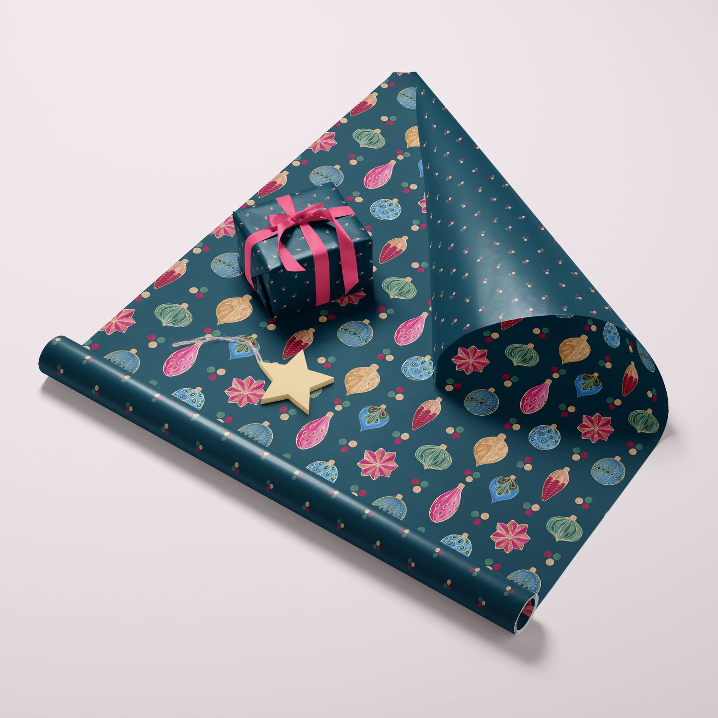 Double Sided Wrapping Paper Sheets - Deco Ornaments