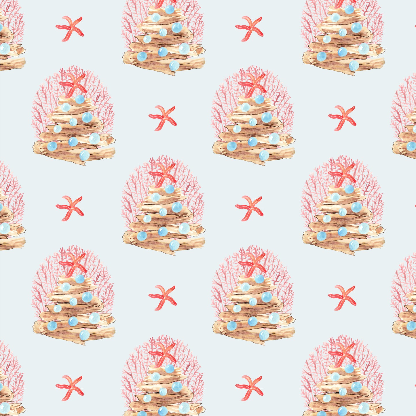 Double Sided Wrapping Paper Sheets - Coastal Holiday