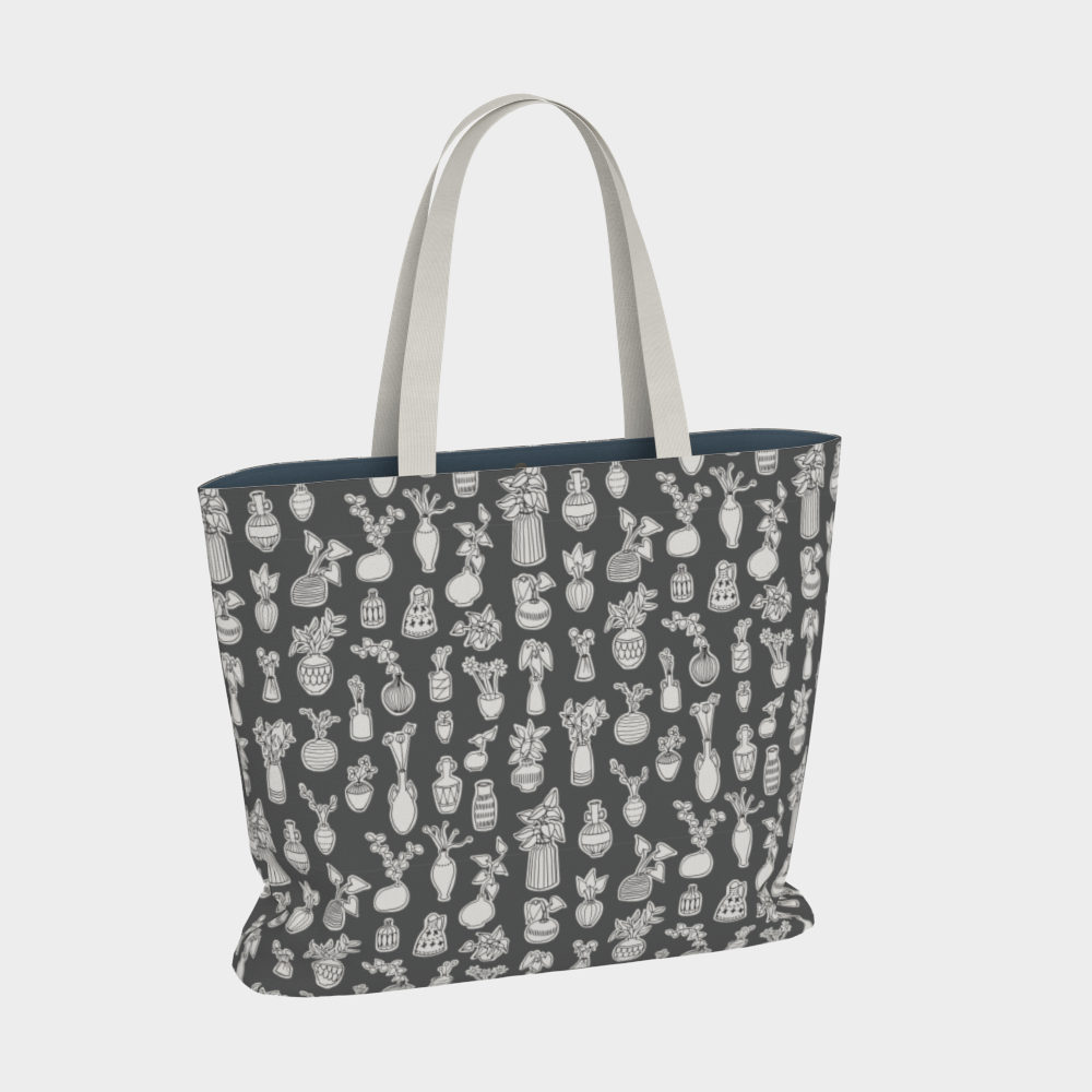 Market Tote - House Plant Doodle Pattern