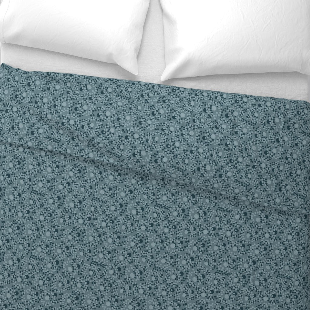 Duvet Cover Cotton Duvet Cover Circle of Dots Pattern in Sage Green Top Down View