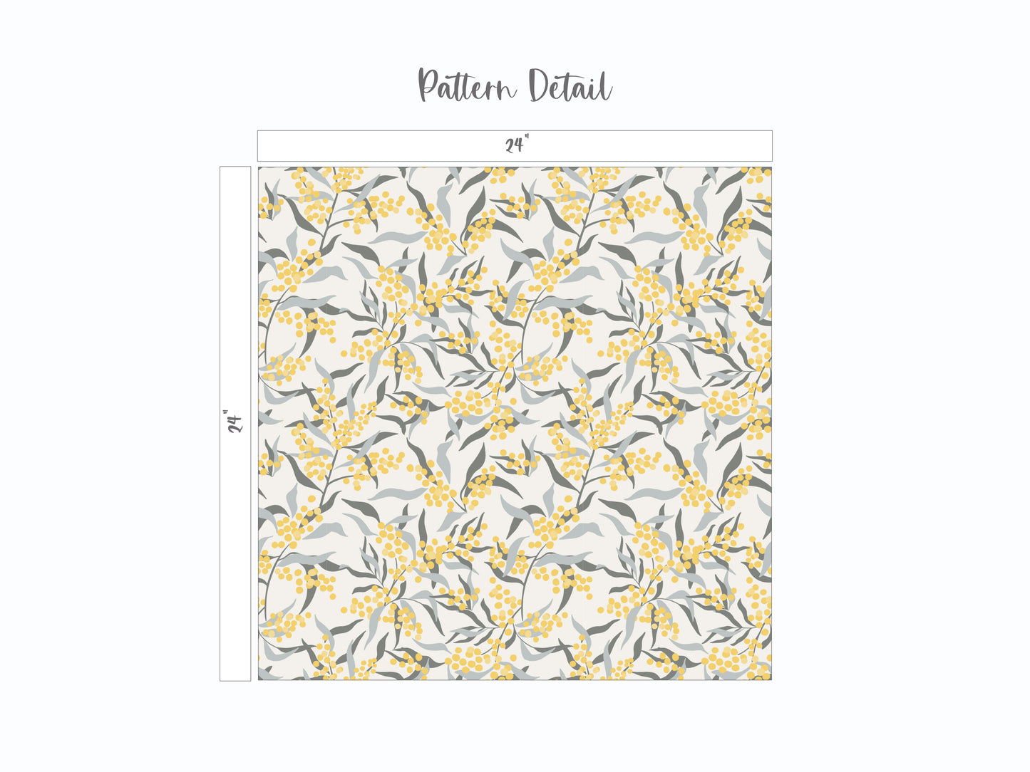 Duvet Cover with Mimosa Pattern in Pale Yellow -- pattern detail