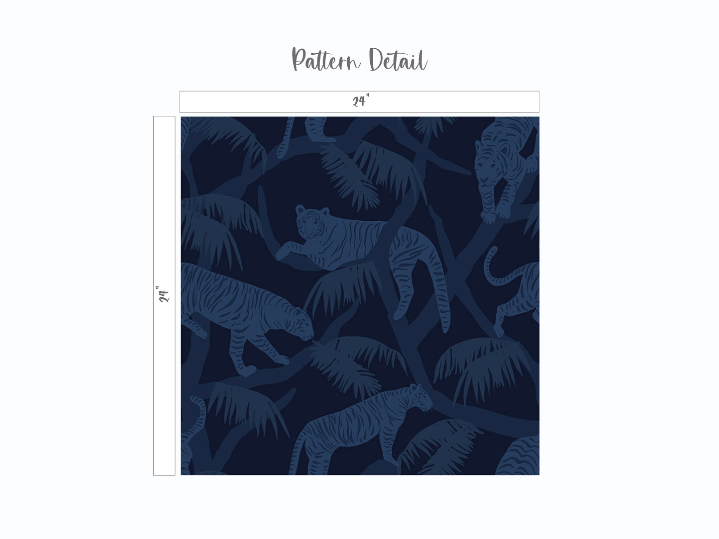 Duvet Cover with Midnight Tigers Pattern in Navy Blue -- pattern detail