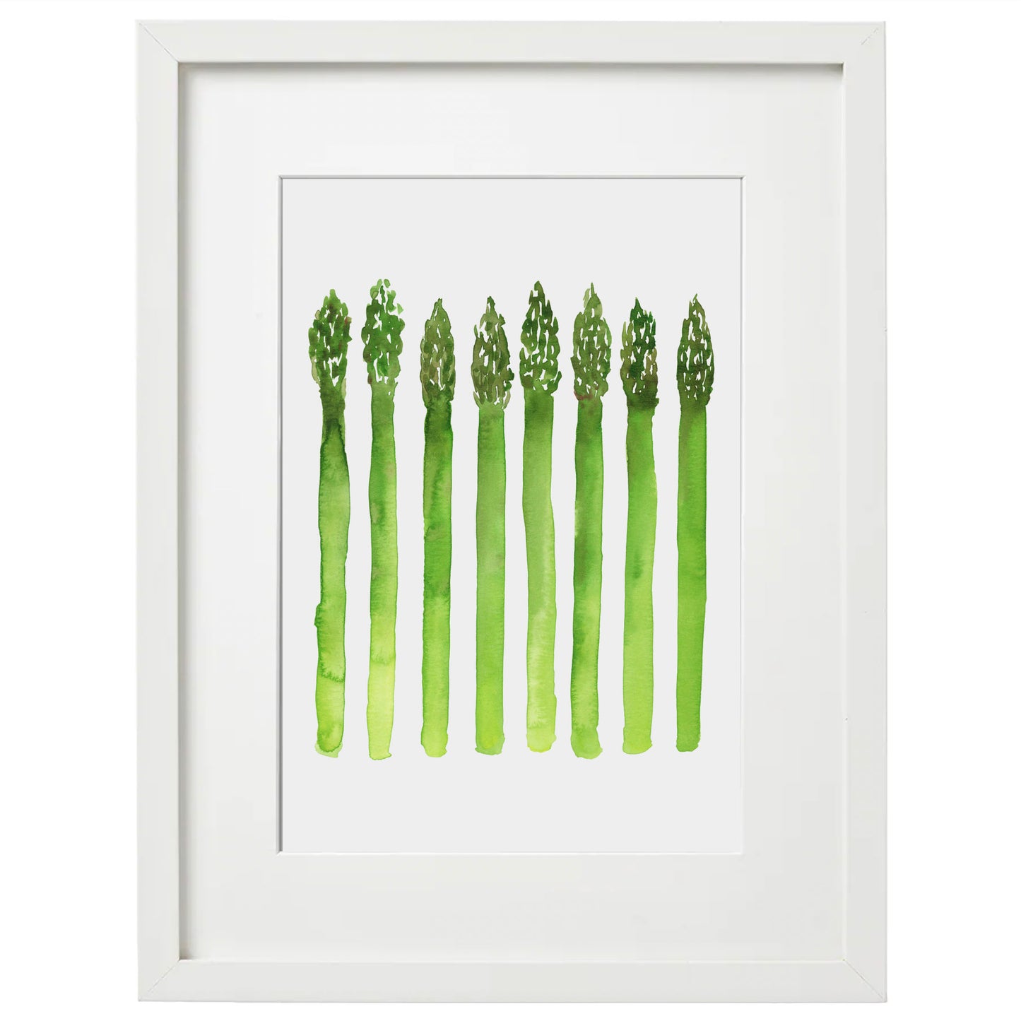 8x10 Framed Watercolor Asparagus Giclée Print