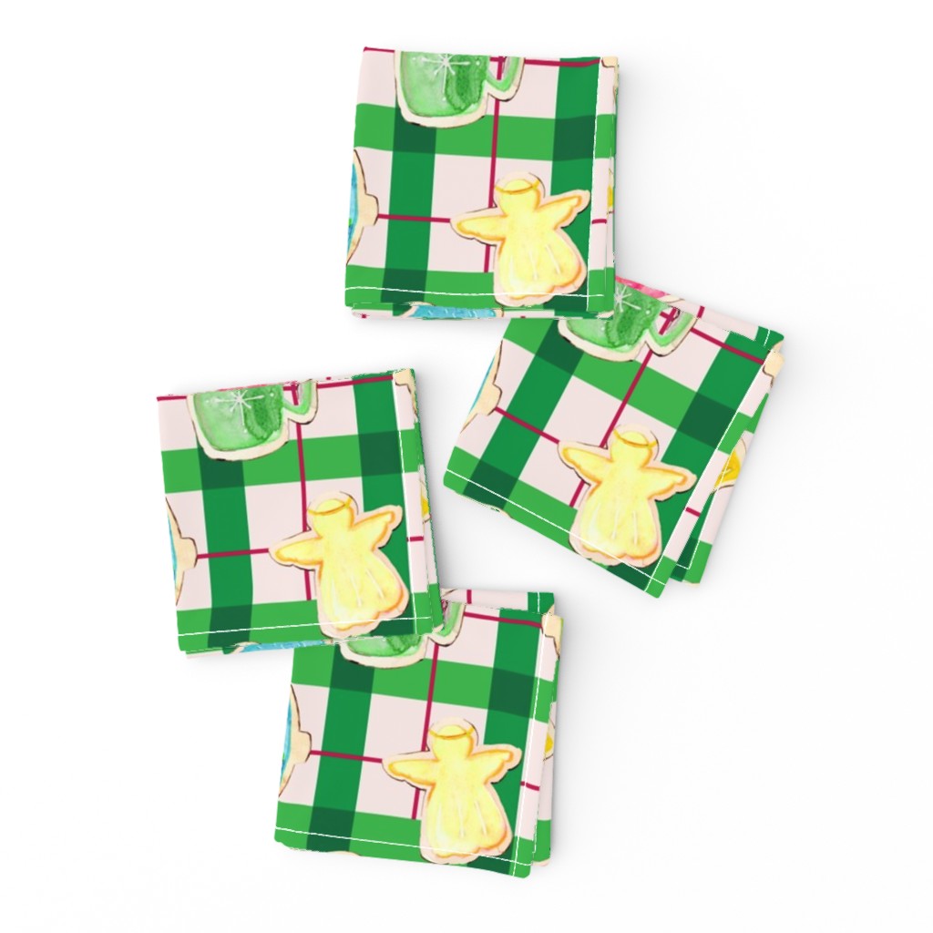 Cocktail Napkins - Holiday Cookies on Plaid