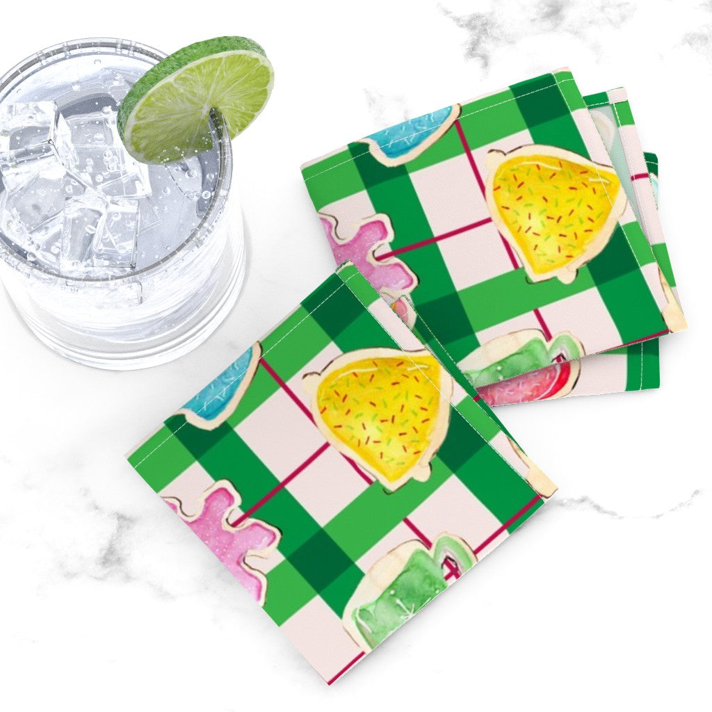 Cocktail Napkins - Holiday Cookies on Plaid
