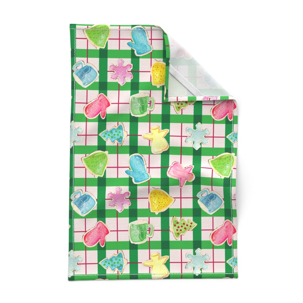 Dish Towel - Holiday Cookies on Plaid