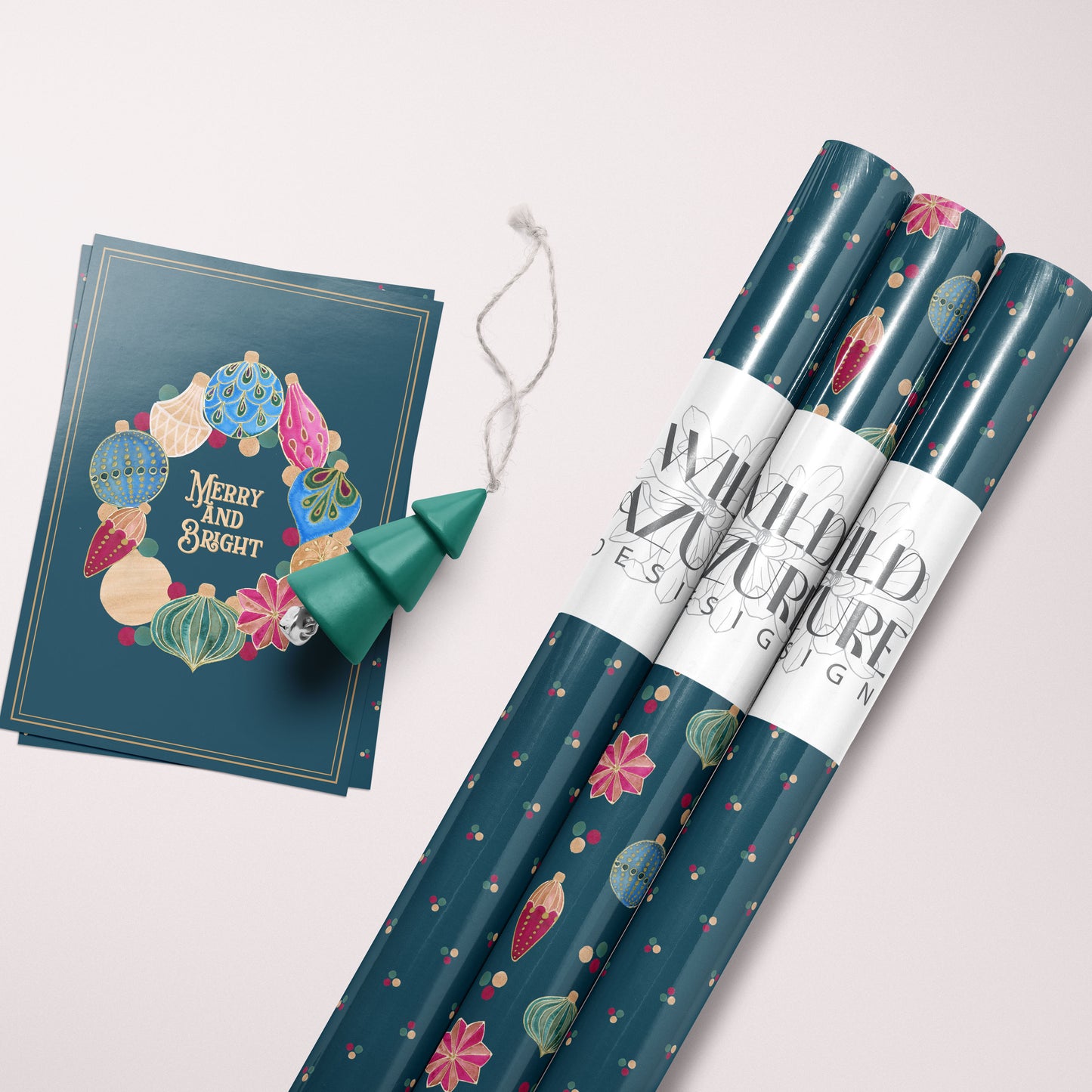 Double Sided Wrapping Paper Sheets - Deco Ornaments