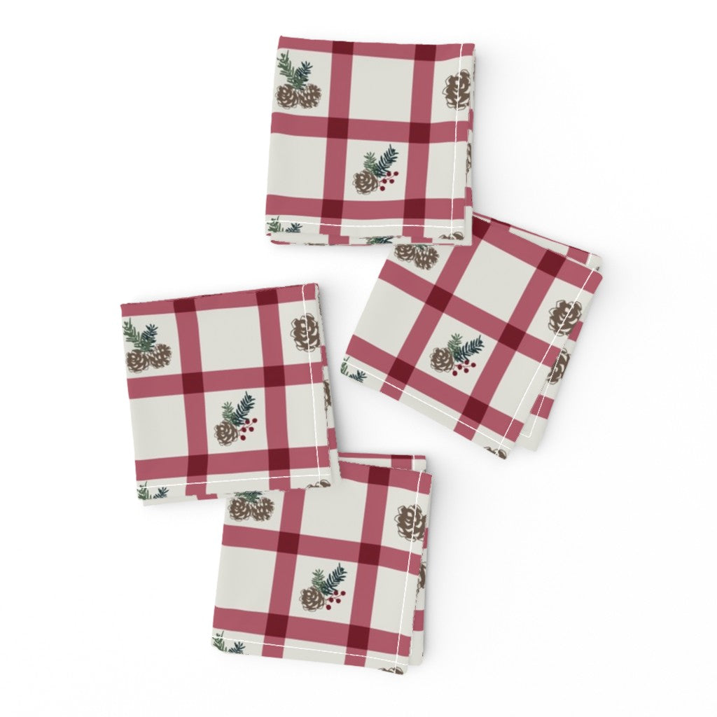 Cocktail Napkins - Holiday Gingham