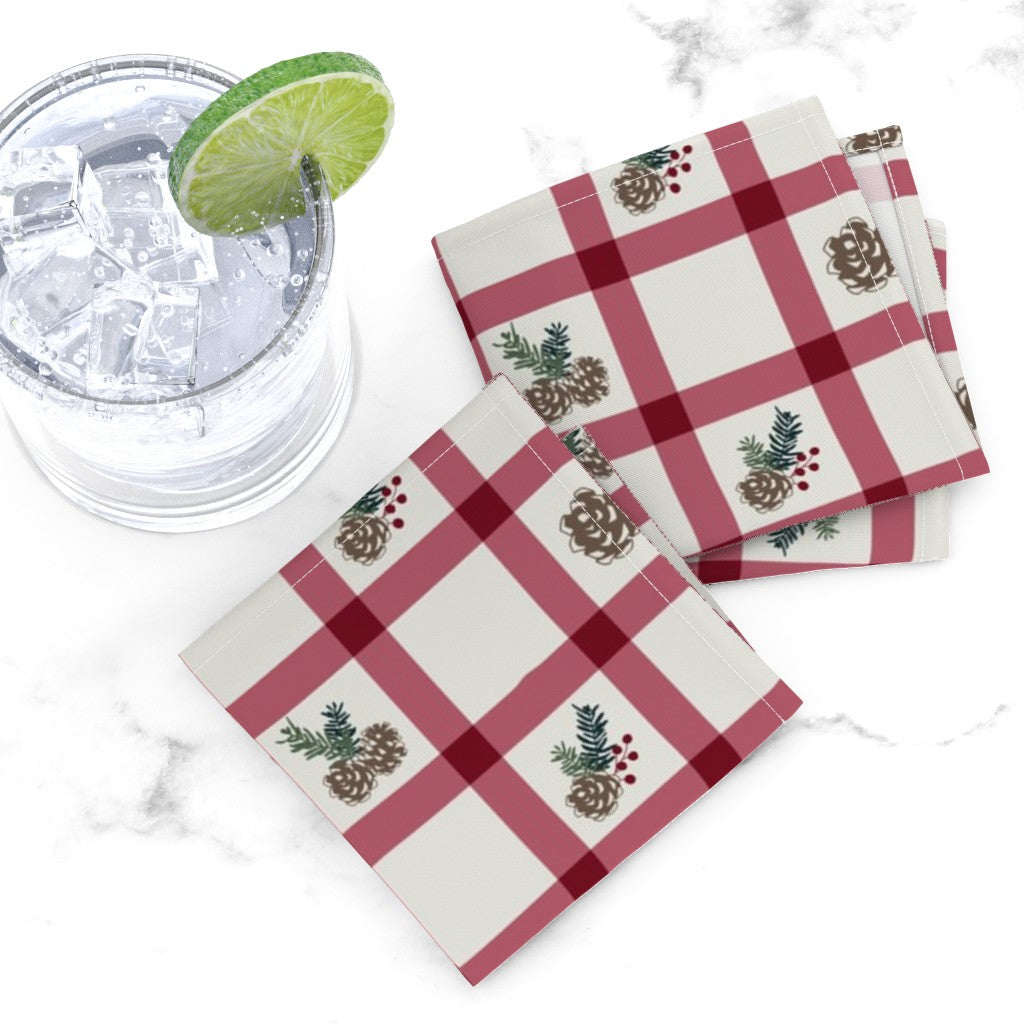 Cocktail Napkins - Holiday Gingham
