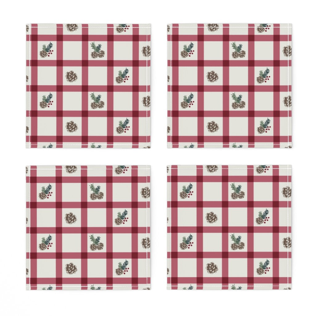 Cocktail Napkins - Holiday Gingham