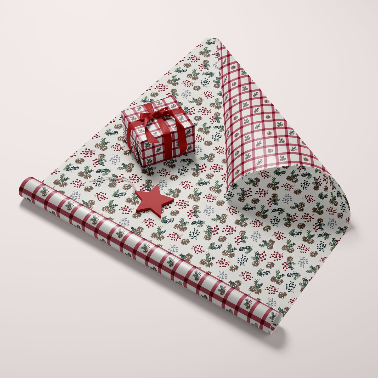 Double Sided Wrapping Paper Sheets - Mountain Cabin