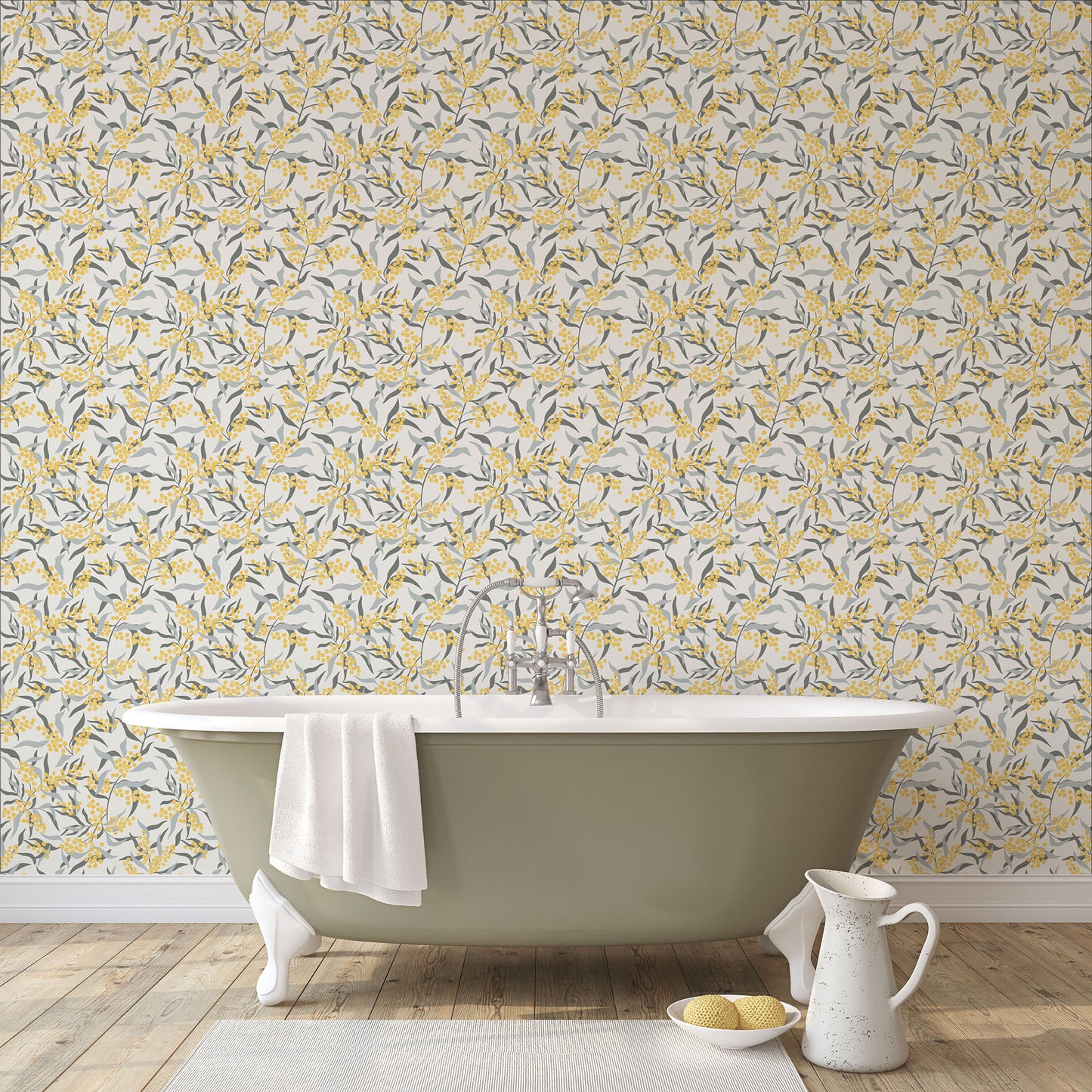 Wallpaper - Mimosa, Pale Yellow