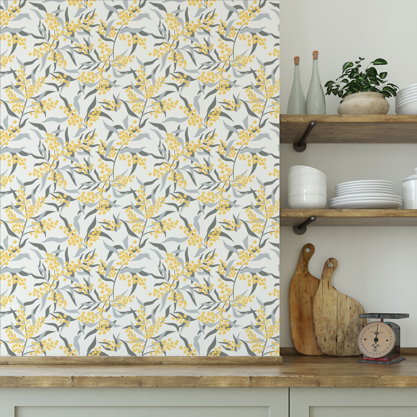 Wallpaper - Mimosa, Pale Yellow