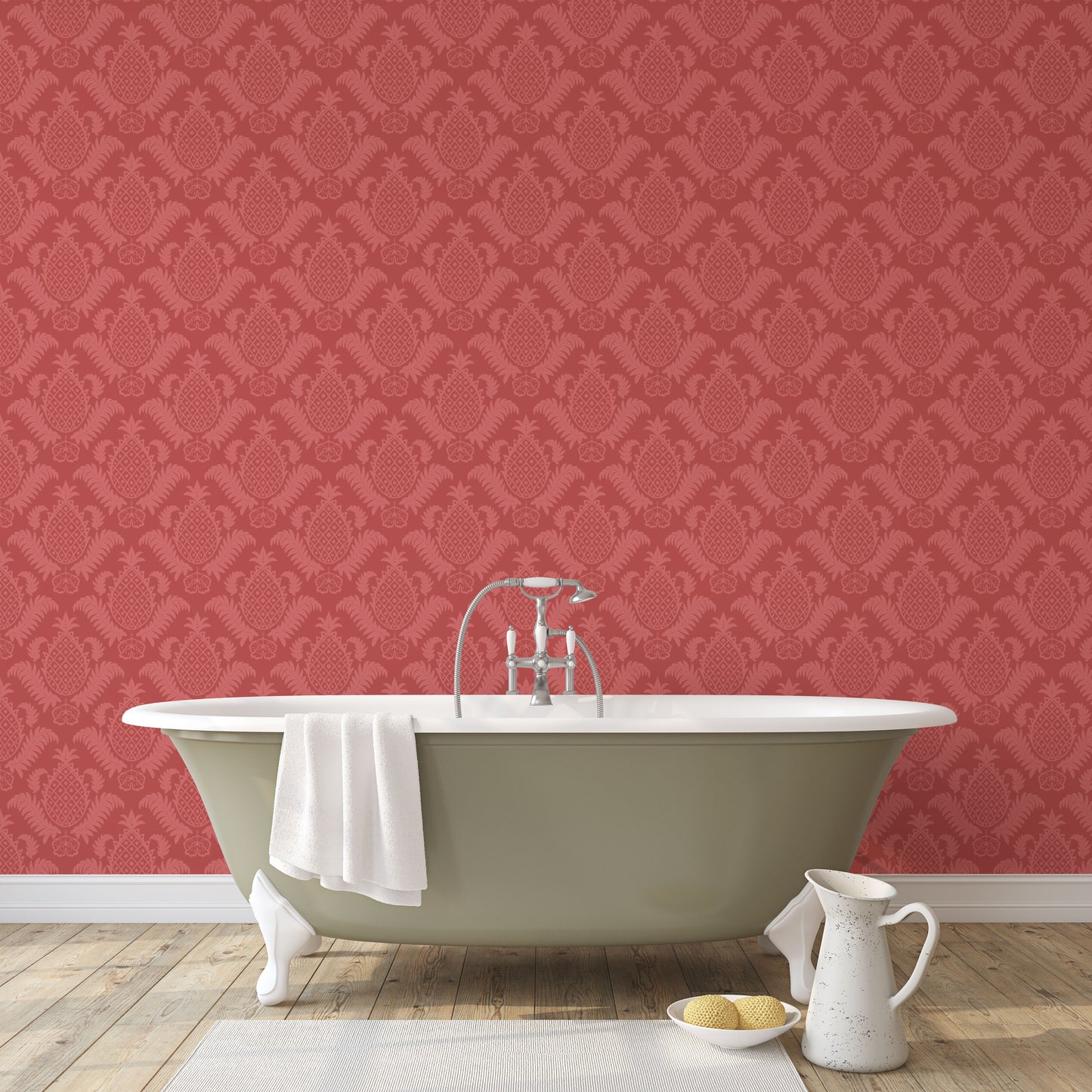 Wallpaper - Damask Pineapple