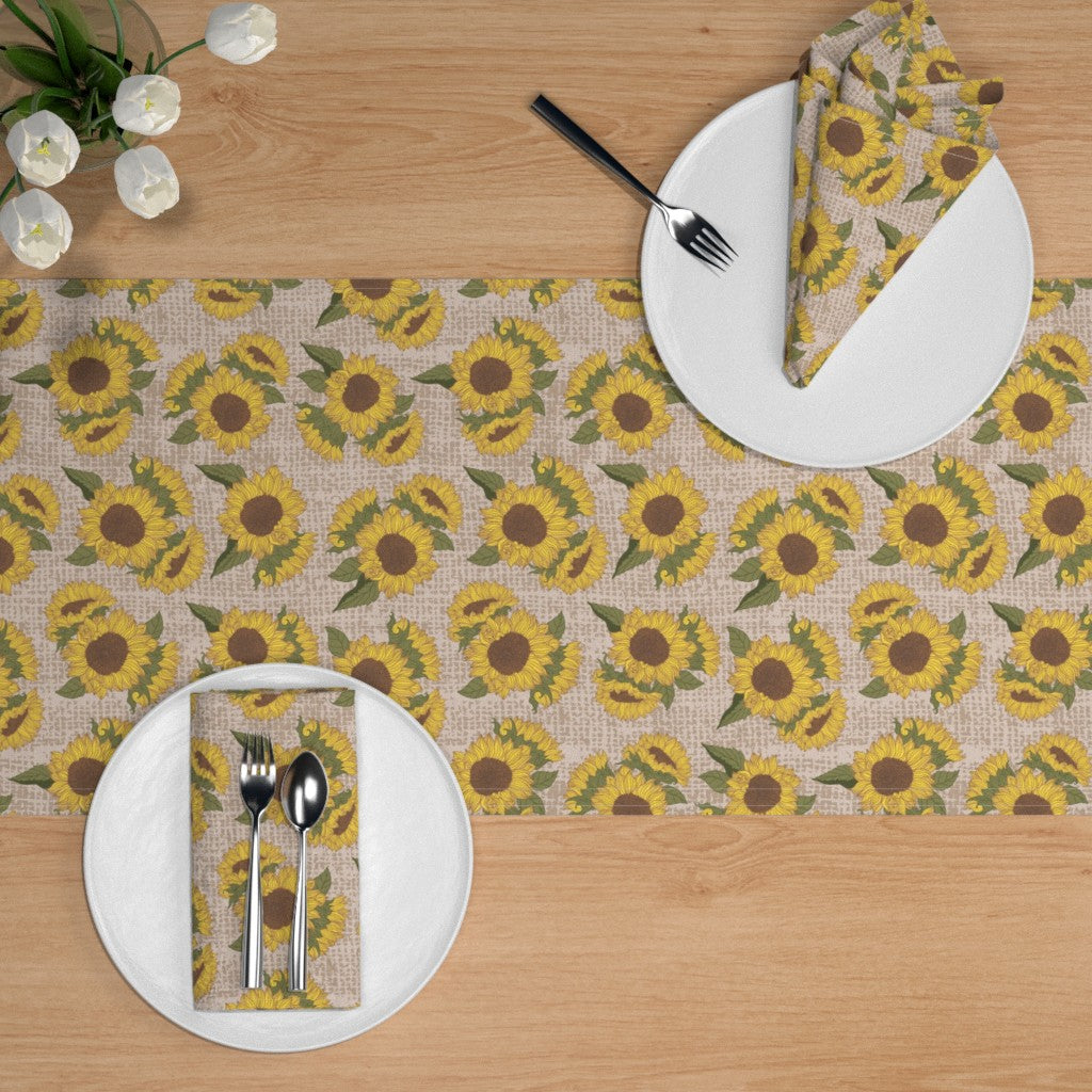 Tablecloth - Sunflowers on Burlap