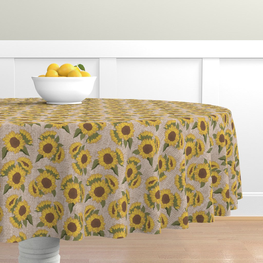 Tablecloth - Sunflowers on Burlap