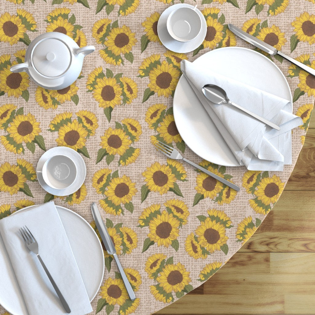Tablecloth - Sunflowers on Burlap