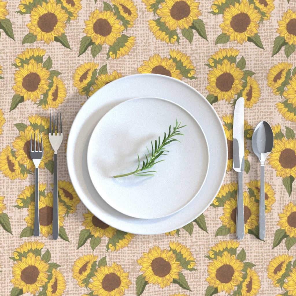 Tablecloth - Sunflowers on Burlap
