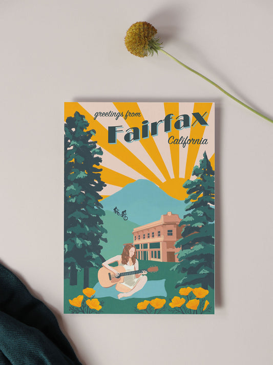 Greeting Card - Fairfax California Vintage Travel Print