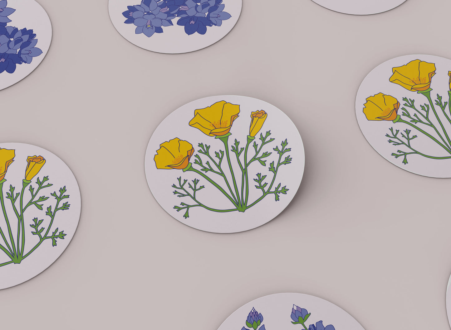 3" Round Vinyl Sticker - California poppy