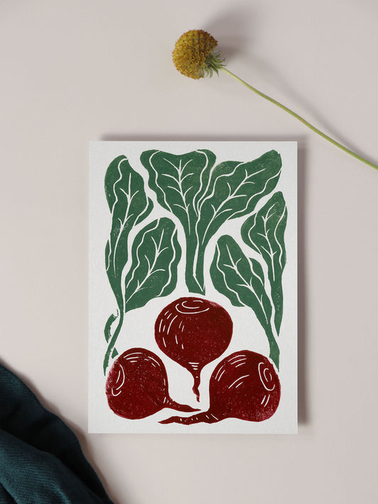 Greeting Card - Beet Root Block Print