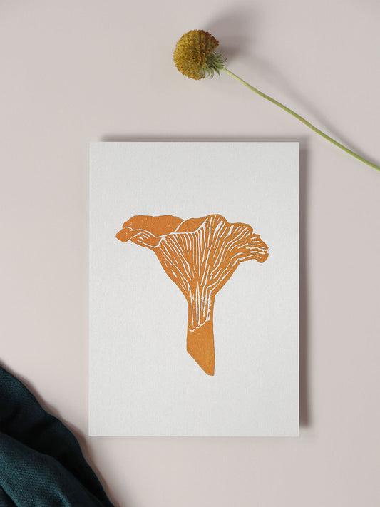 Greeting Card - Chanterelle Block Print