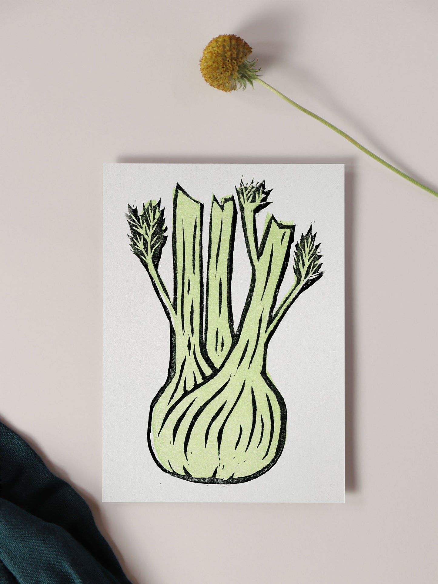 Greeting Card - Fennel Bulb Block Print