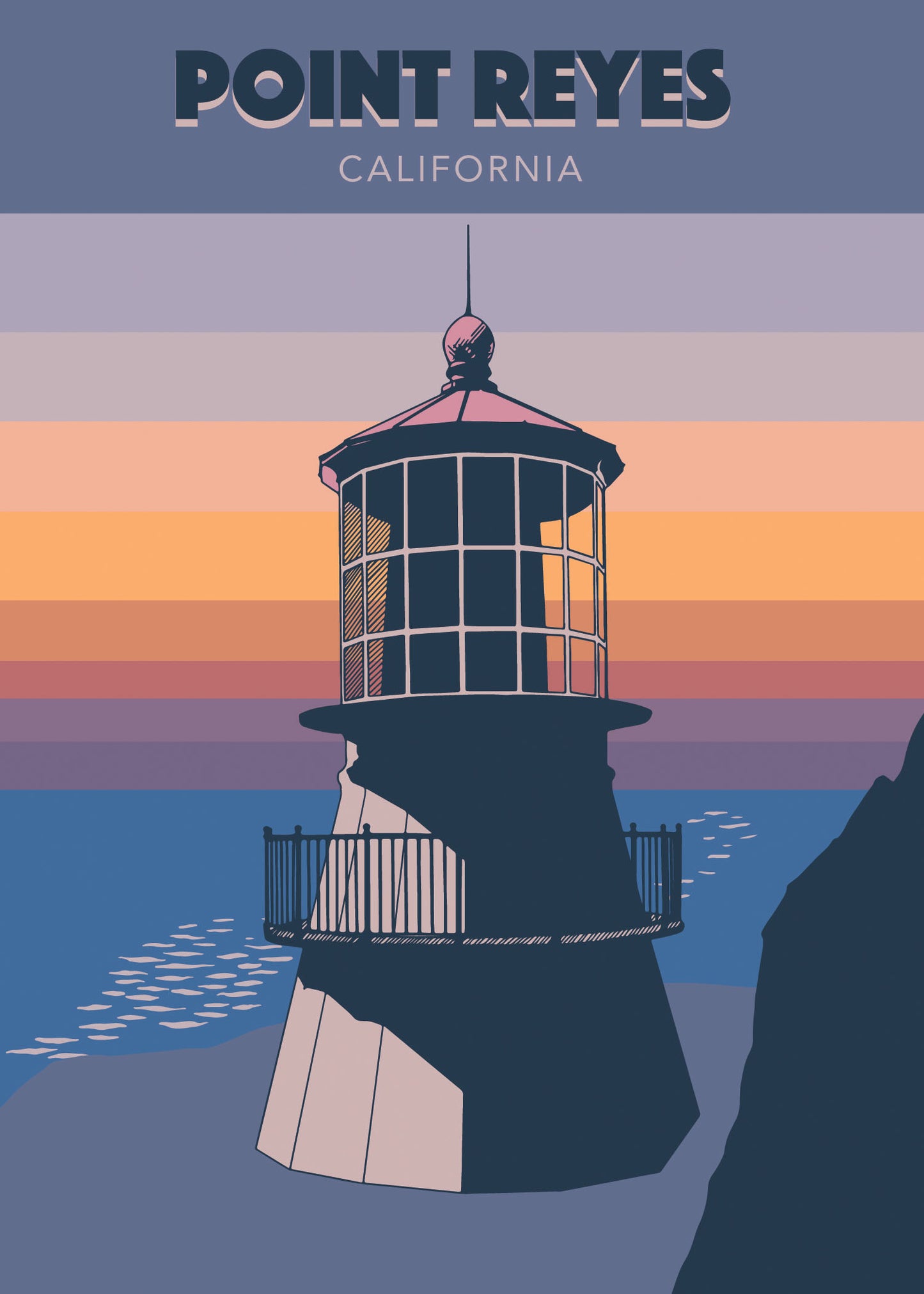 Greeting Card - Point Reyes Lighthouse Vintage Travel Print