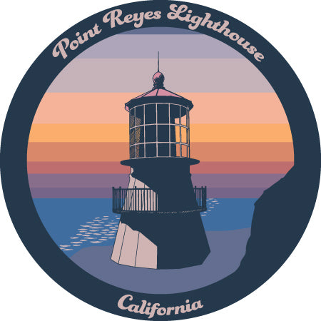 3" Round Vinyl Sticker - Point Reyes Lighthouse