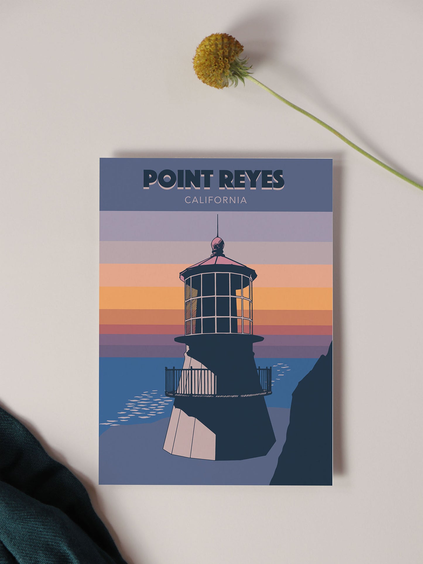 Greeting Card - Point Reyes Lighthouse Vintage Travel Print