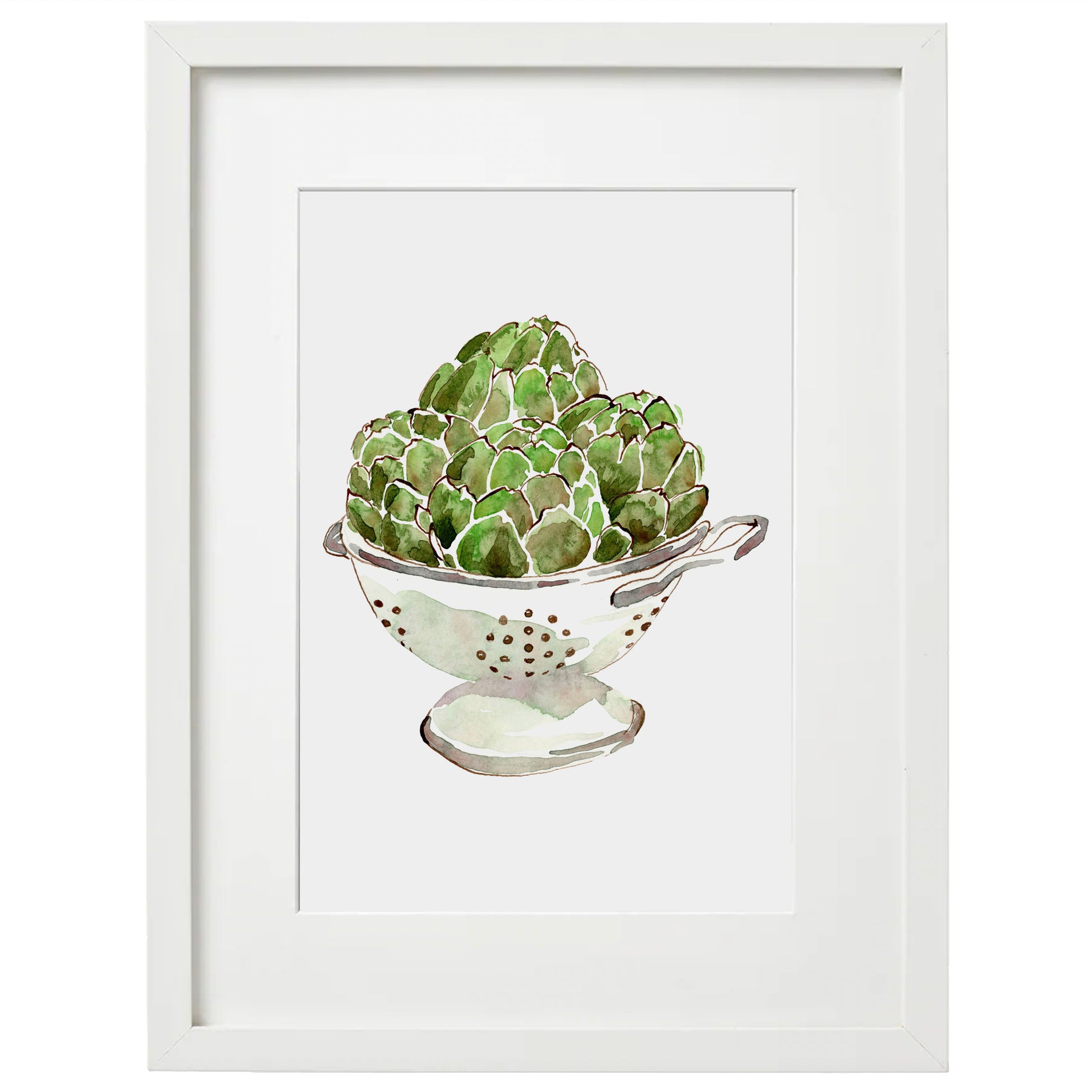 8x10 Framed Watercolor Artichoke Giclée Print