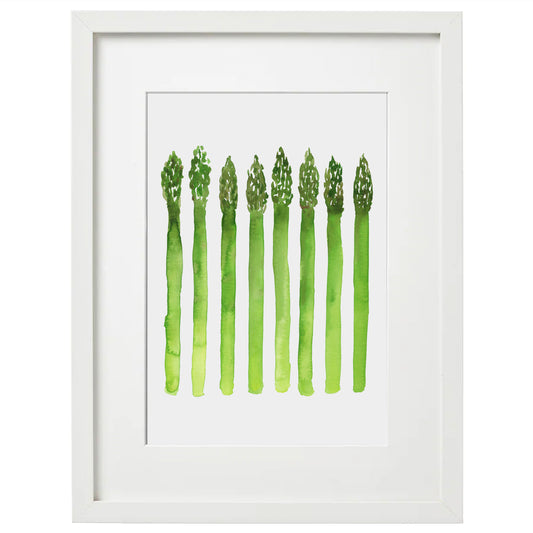 8x10 Framed Watercolor Asparagus Giclée Print